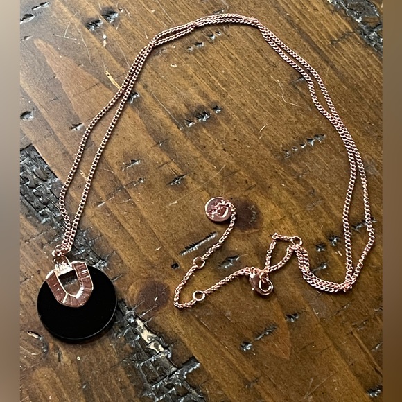 Long Faux Shell Rose Gold Tone Necklace - Picture 2 of 4